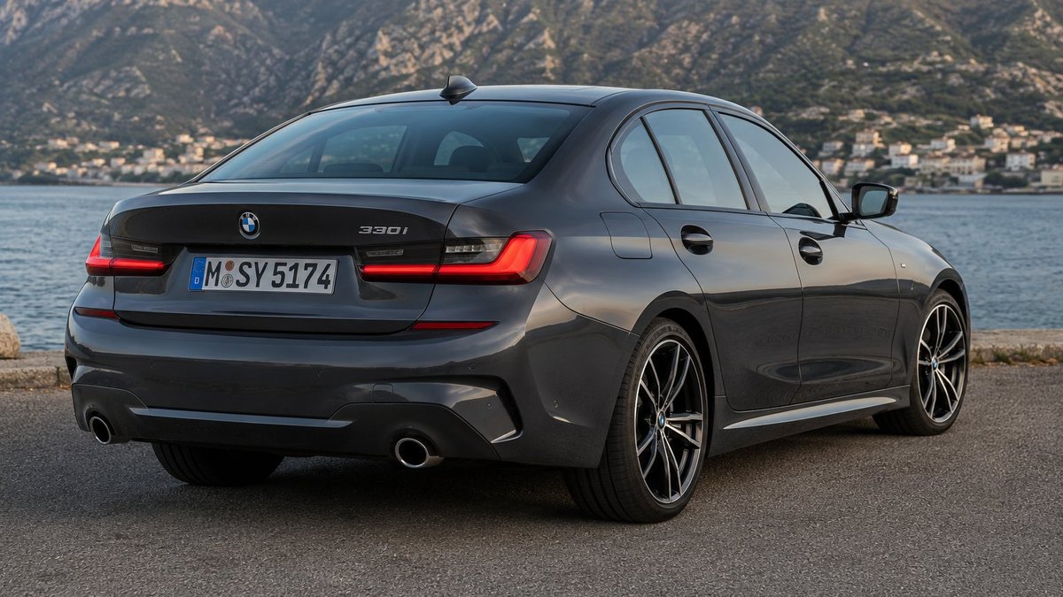 BMW 330i G20 rear three-quarter view